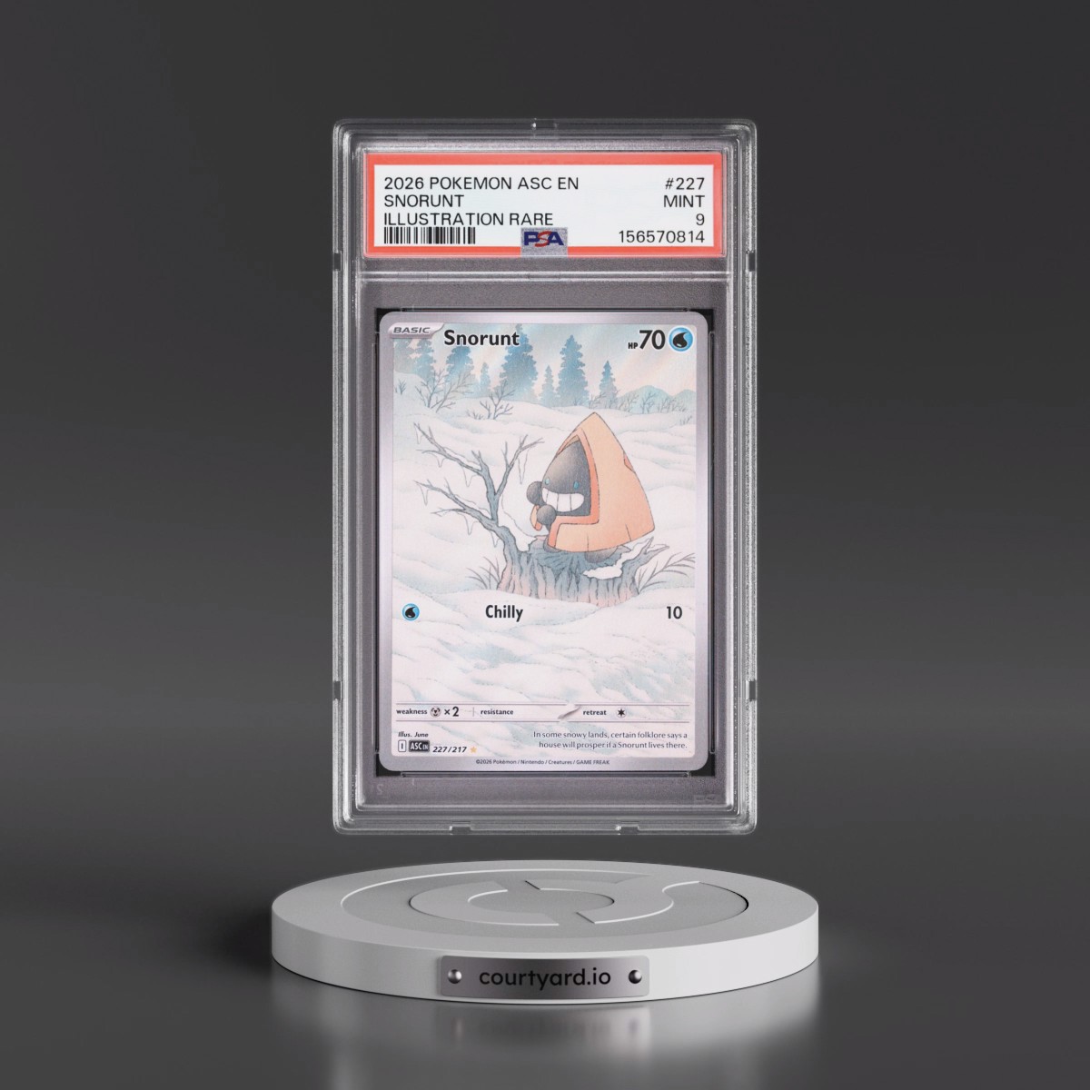 2026 Pokémon Asc EN-Ascended Heroes #227 Snorunt - Illustration Rare (PSA 9 MINT)