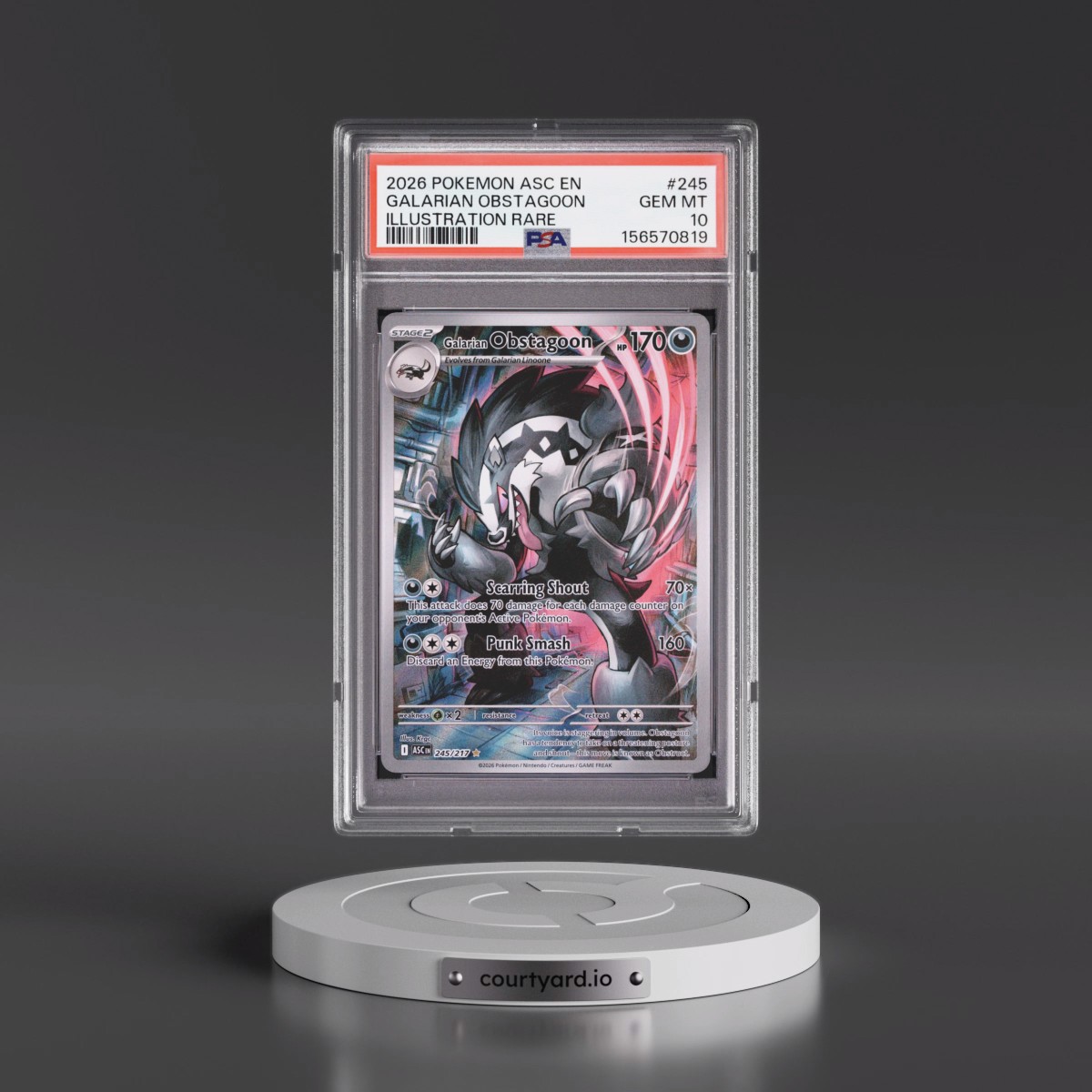 2026 Pokémon Asc EN-Ascended Heroes #245 Galarian Obstagoon - Illustration Rare (PSA 10 GEM MINT)