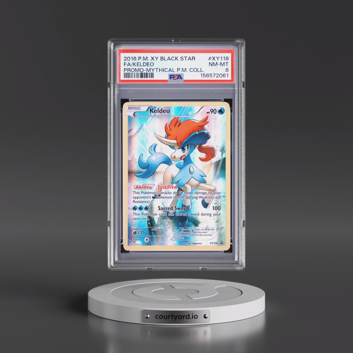 2016 Pokémon XY Black Star Promo #XY118 Keldeo - Full Art Mythical Pokemon Collection (PSA 8 NM-MT)