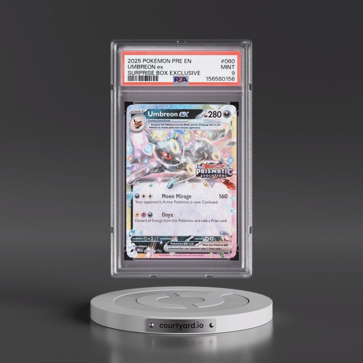 2025 Pokémon Pre EN-Prismatic Evolutions #060 Umbreon EX - Holo Surprise Box Exclusive (PSA 9 MINT)