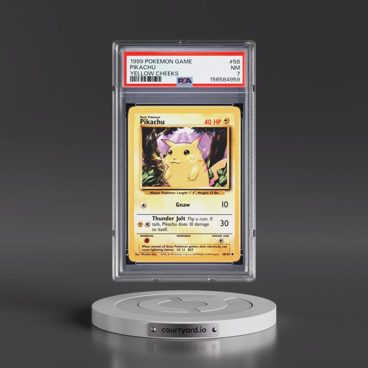 1999 Pokémon Game #58 Pikachu - Yellow Cheeks (PSA 7 NM)