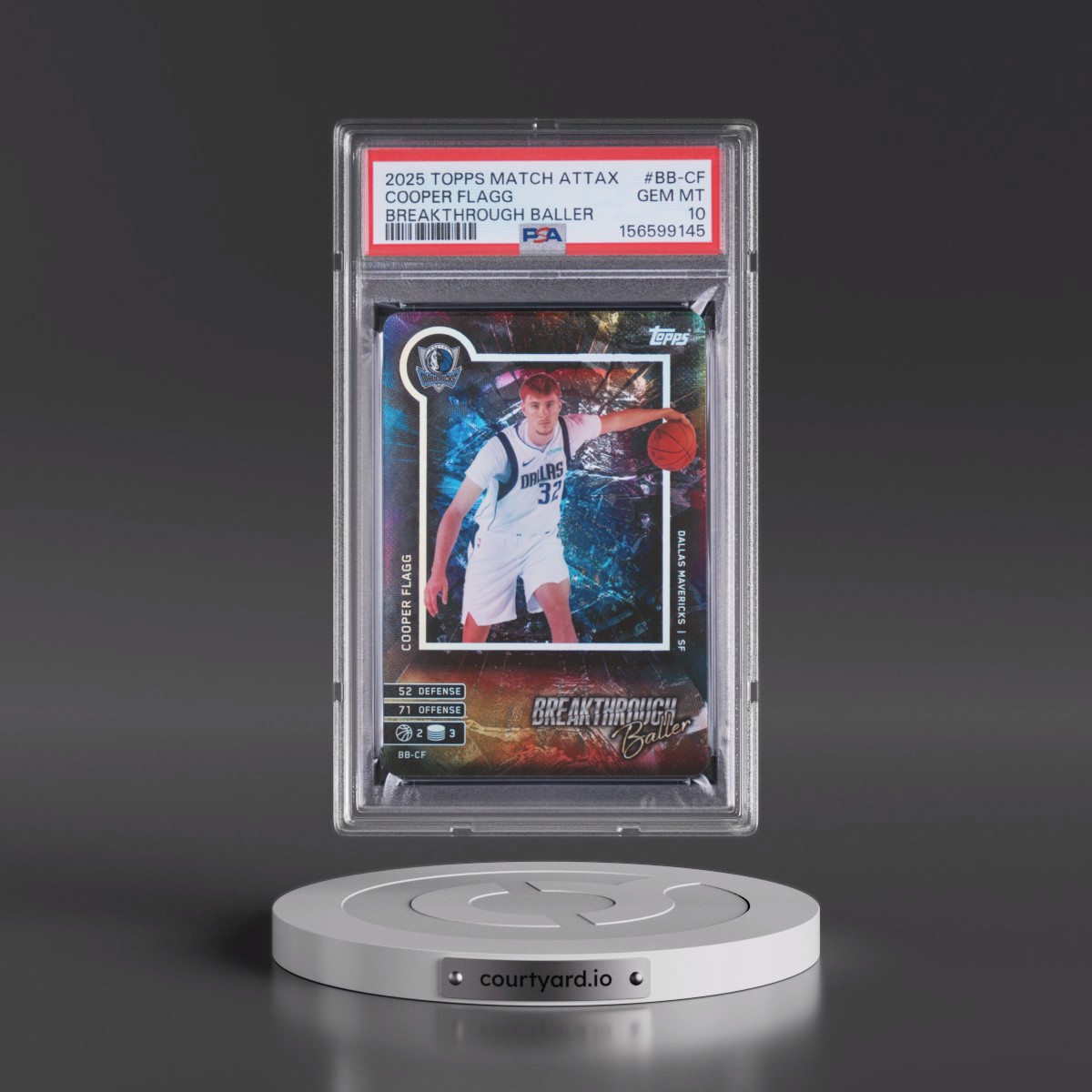 2025 Topps Match Attax Breakthrough Baller #BB-CF Cooper Flagg (PSA 10 GEM MINT)