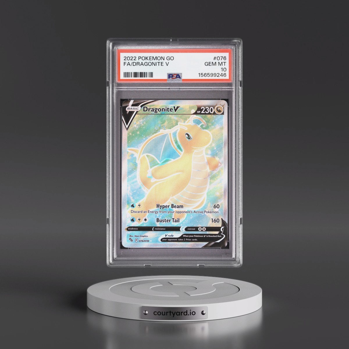 2022 Pokémon Go #076 Dragonite V - Holo Full Art (PSA 10 GEM MINT)