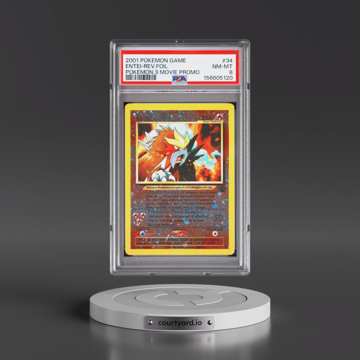 2001 Pokémon Game Movie #34 Entei - Reverse Foil Pokemon 3 Movie Promo (PSA 8 NM-MT)