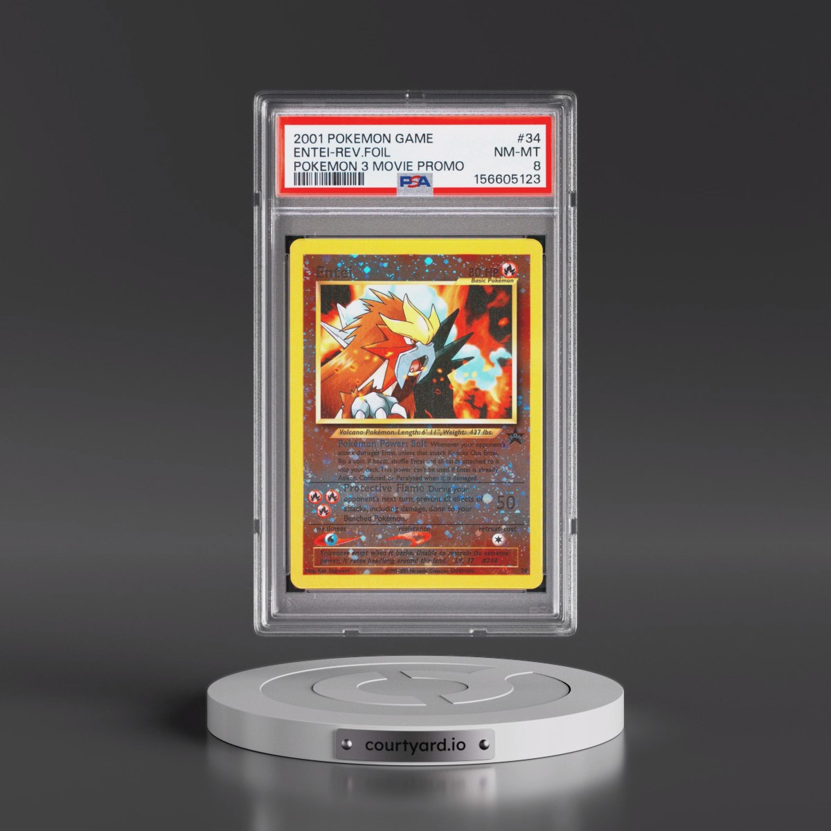 2001 Pokémon Game Movie #34 Entei - Reverse Foil Pokemon 3 Movie Promo (PSA 8 NM-MT)