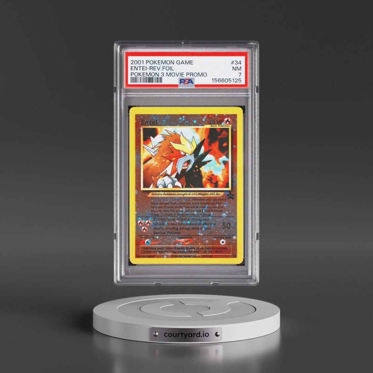 2001 Pokémon Game Movie #34 Entei - Reverse Foil Pokemon 3 Movie Promo (PSA 7 NM)