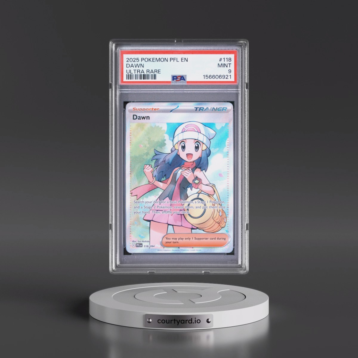 2025 Pokémon Pfl EN-Phantasmal Flames #118 Dawn - Ultra Rare (PSA 9 MINT)