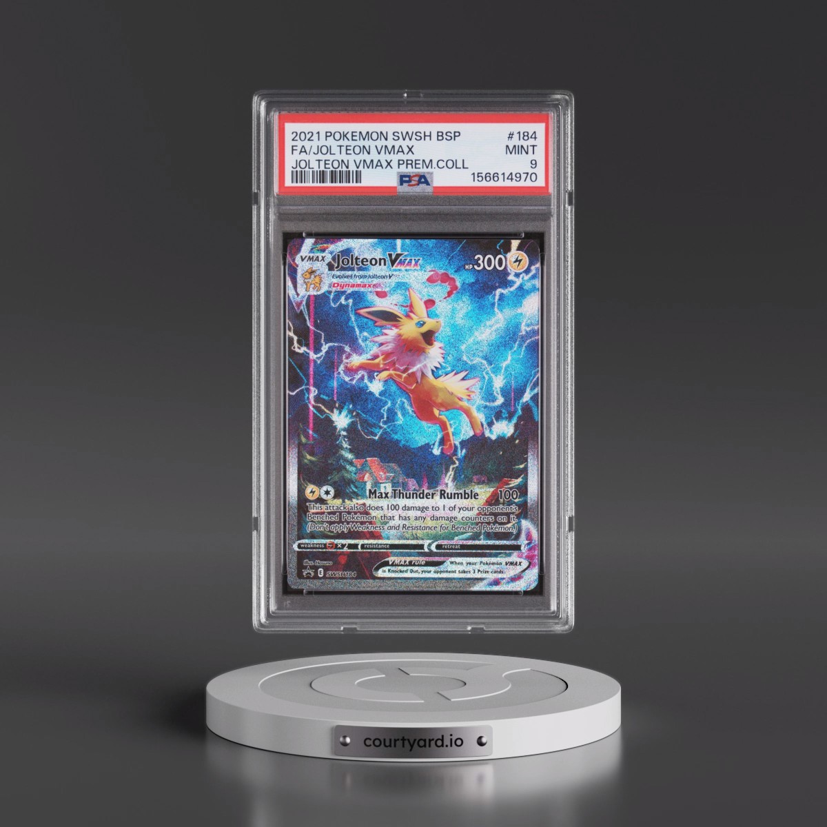 2021 Pokémon Swsh Black Star Promo #184 Jolteon Vmax - Full Art Jolteon Vmax Premium Collection (PSA 9 MINT)