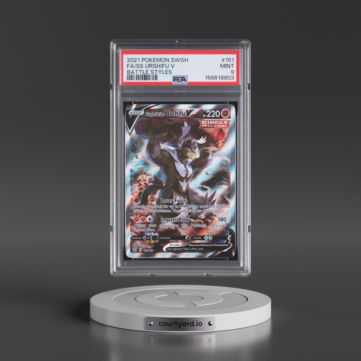 2021 Pokémon Sword & Shield Battle Styles #151 Single Strike Urshifu V - Holo Full Art (PSA 9 MINT)