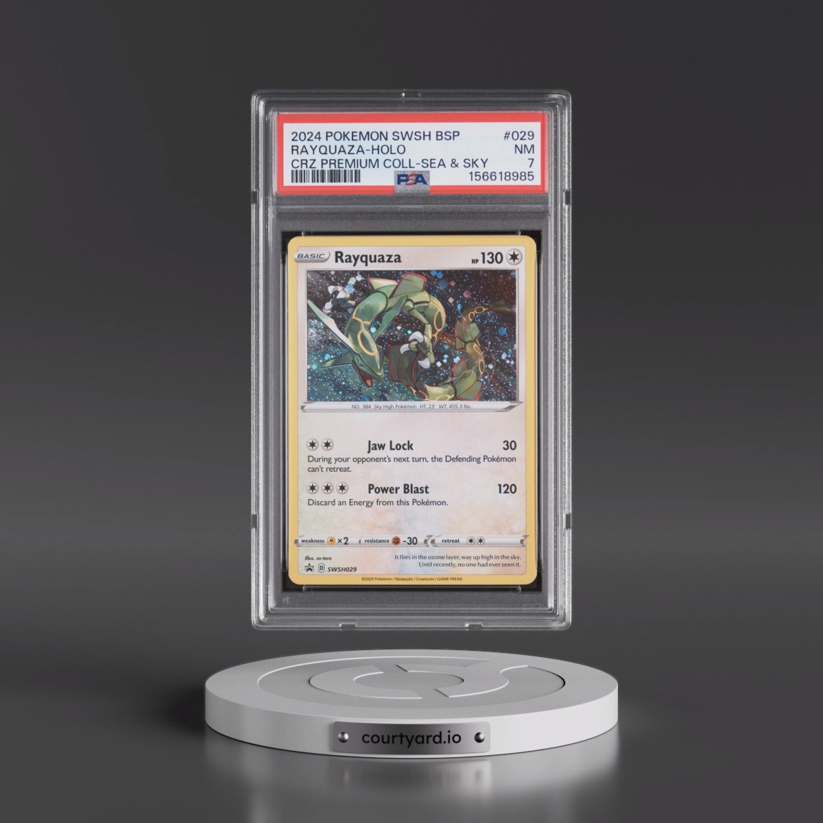 2024 Pokémon Swsh Black Star Promo #029 Rayquaza - Holo Crown Zenith Premium Collection Sea & Sky (PSA 7 NM)