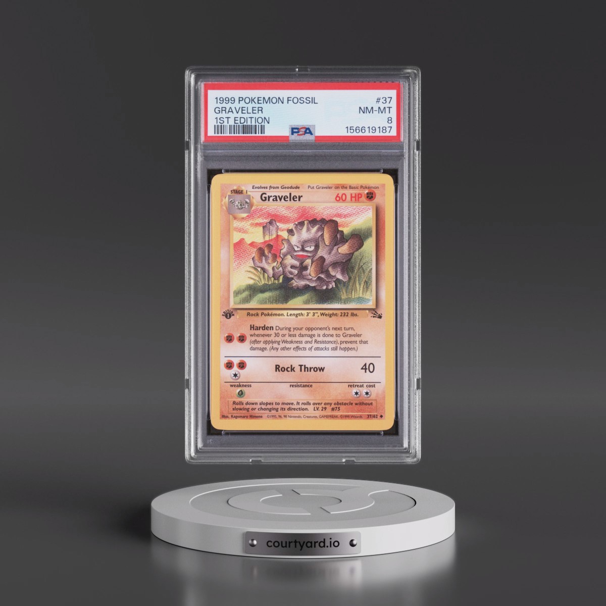 1999 Pokémon Fossil #37 Graveler - 1st Edition (PSA 8 NM-MT)