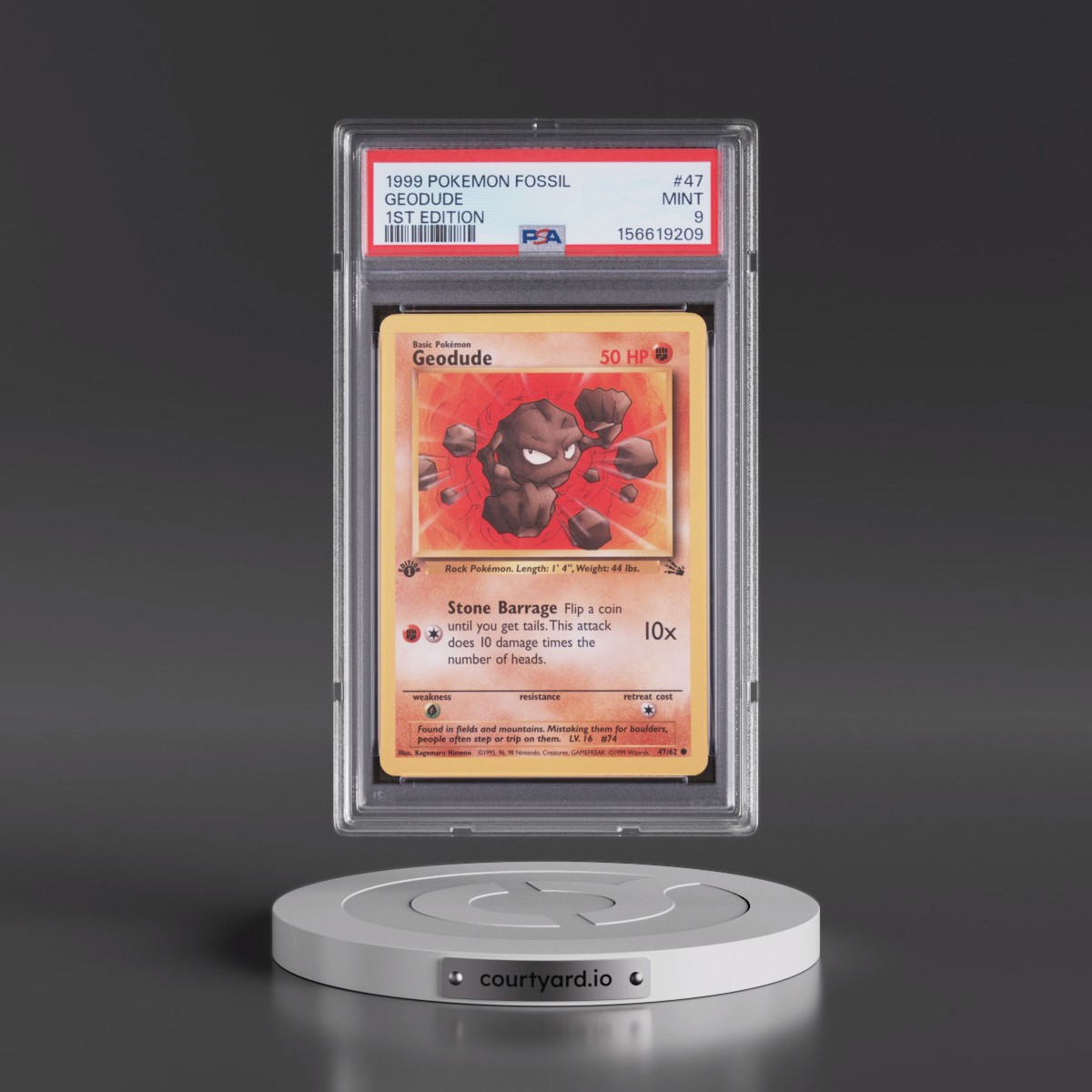 1999 Pokémon Fossil #47 Geodude - 1st Edition (PSA 9 MINT)
