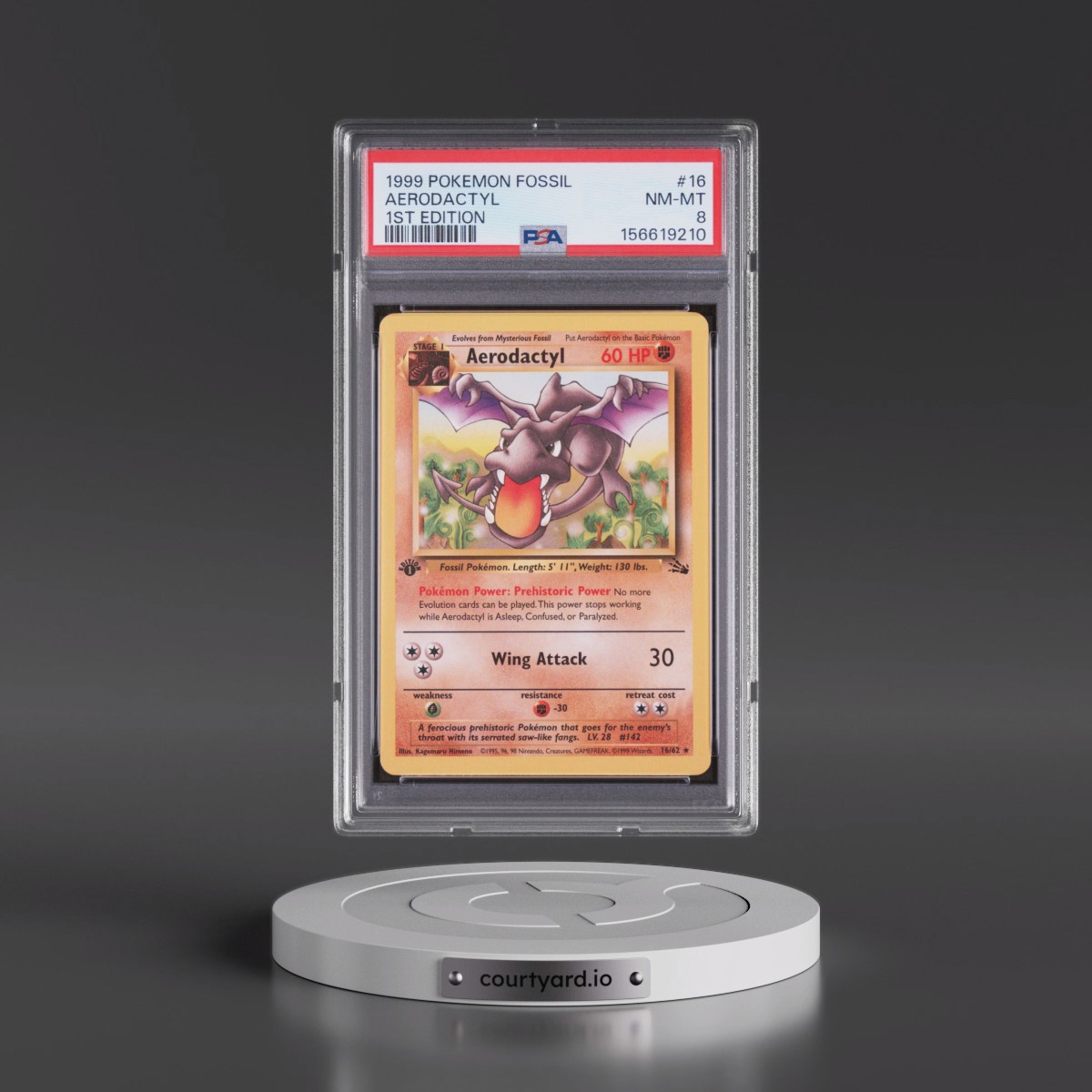 1999 Pokémon Fossil #16 Aerodactyl - 1st Edition (PSA 8 NM-MT)