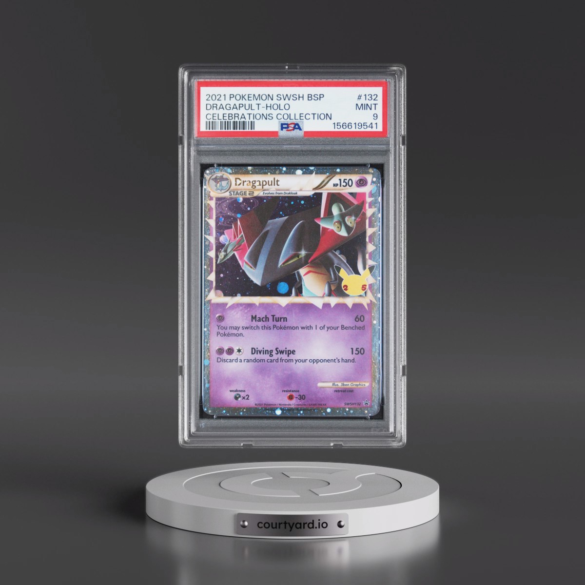 2021 Pokémon Swsh Black Star Promo #132 Dragapult - Holo Celebrations Collection (PSA 9 MINT)