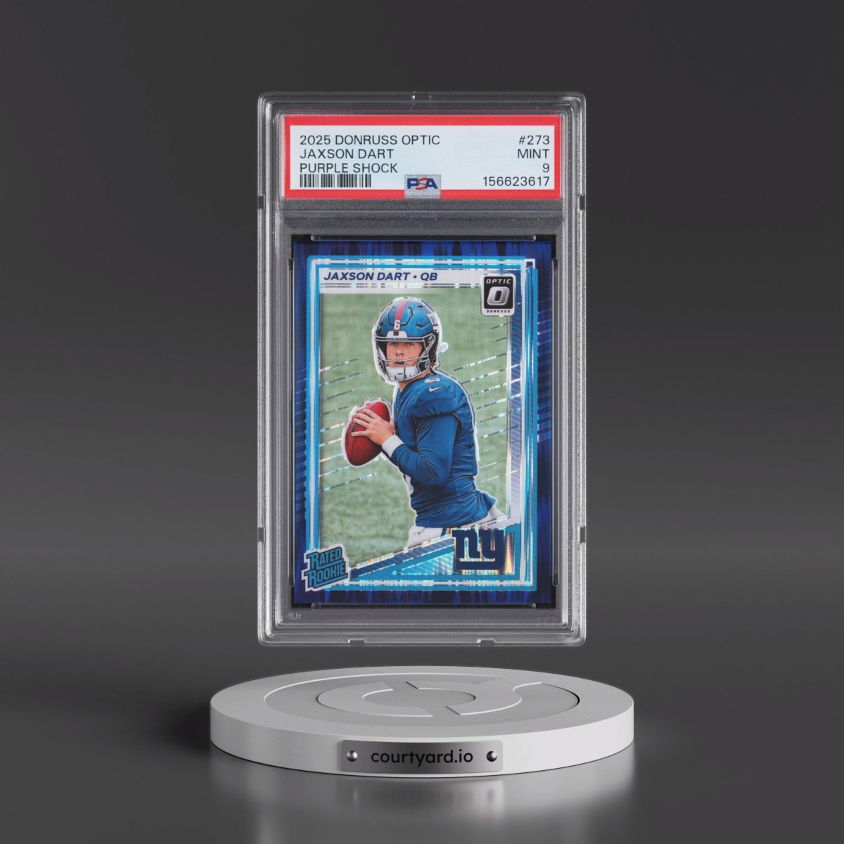 2025 Panini Donruss Optic #273 Jaxson Dart - Purple Shock (PSA 9 MINT)