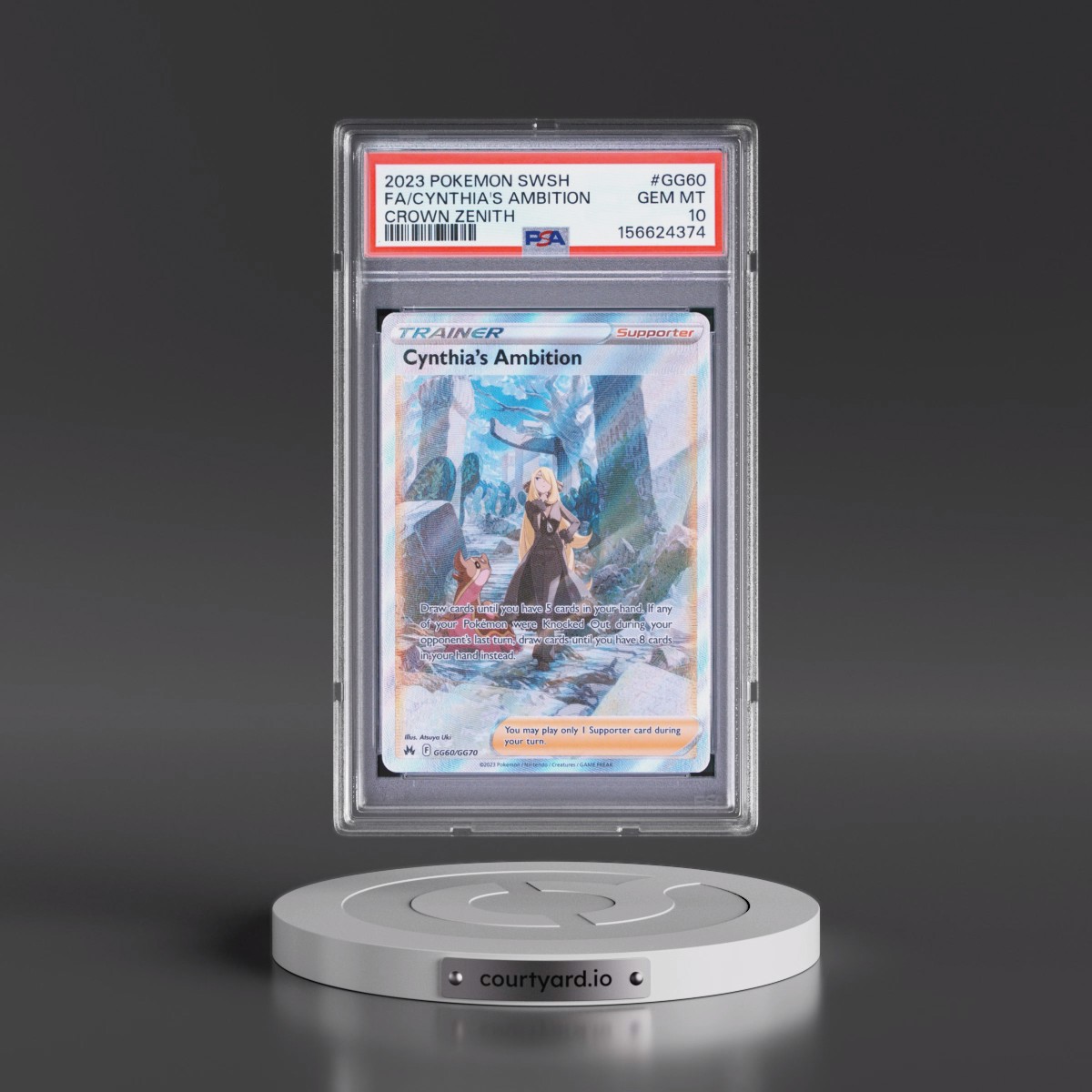 2023 Pokémon Sword and Shield Crown Zenith #GG60 Cynthia's Ambition - Full Art (PSA 10 GEM MINT)