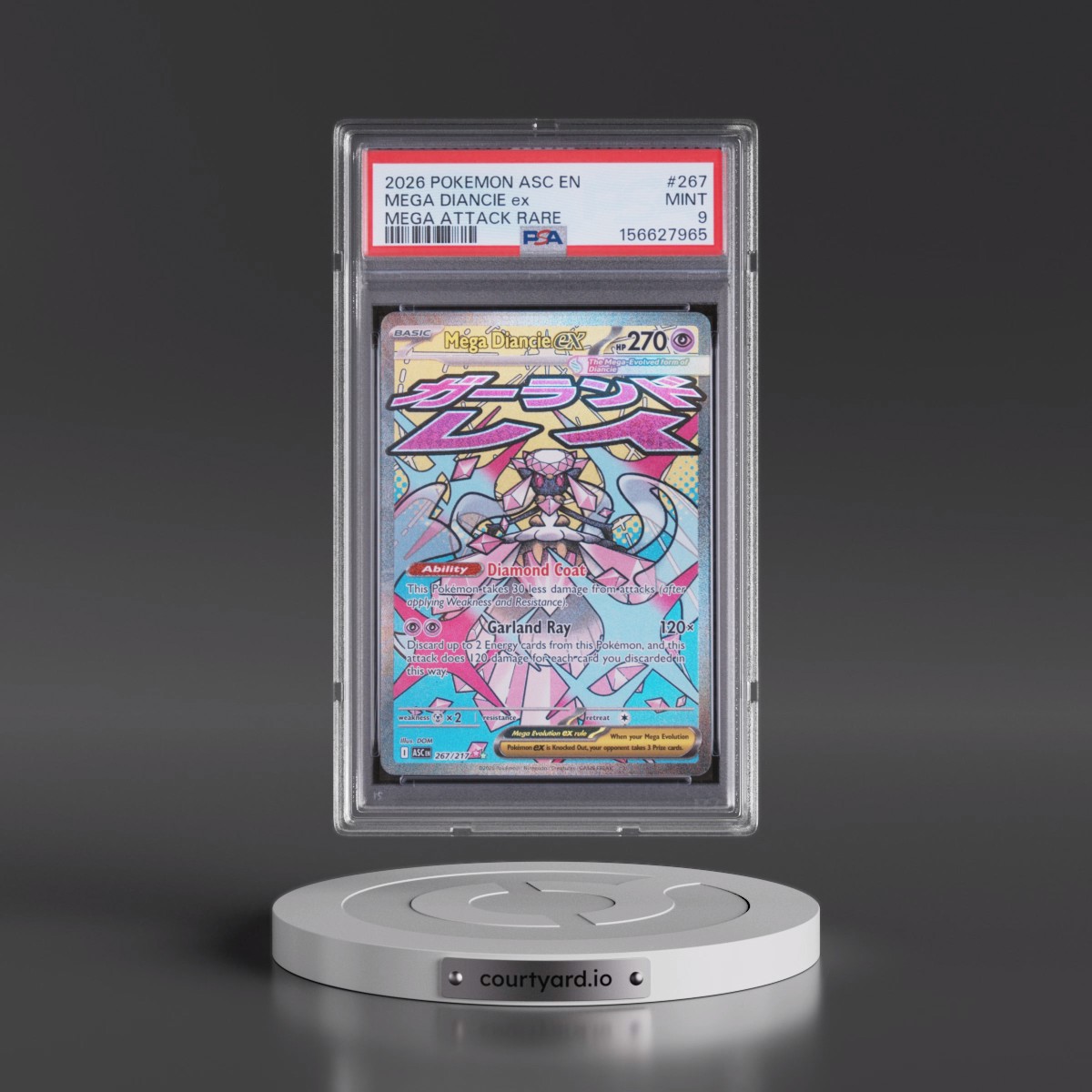 2026 Pokémon Asc EN-Ascended Heroes #267 Mega Diancie EX - Holo Mega Attack Rare (PSA 9 MINT)