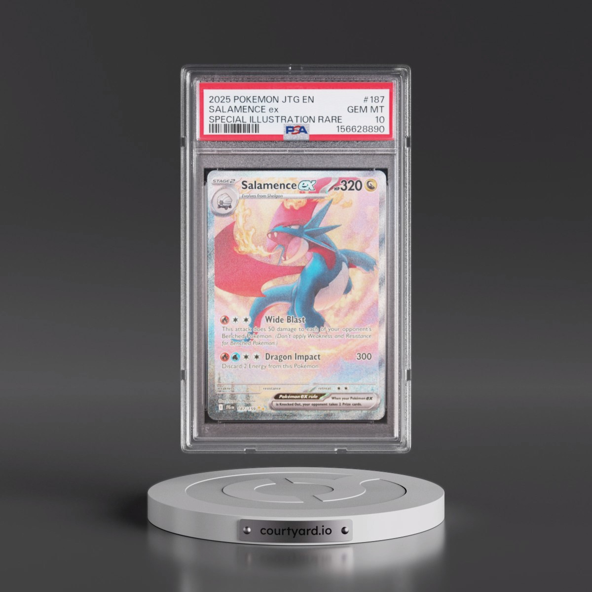 2025 Pokémon Jtg EN-Journey Together #187 Salamence EX - Holo Special Illustration Rare (PSA 10 GEM MINT)