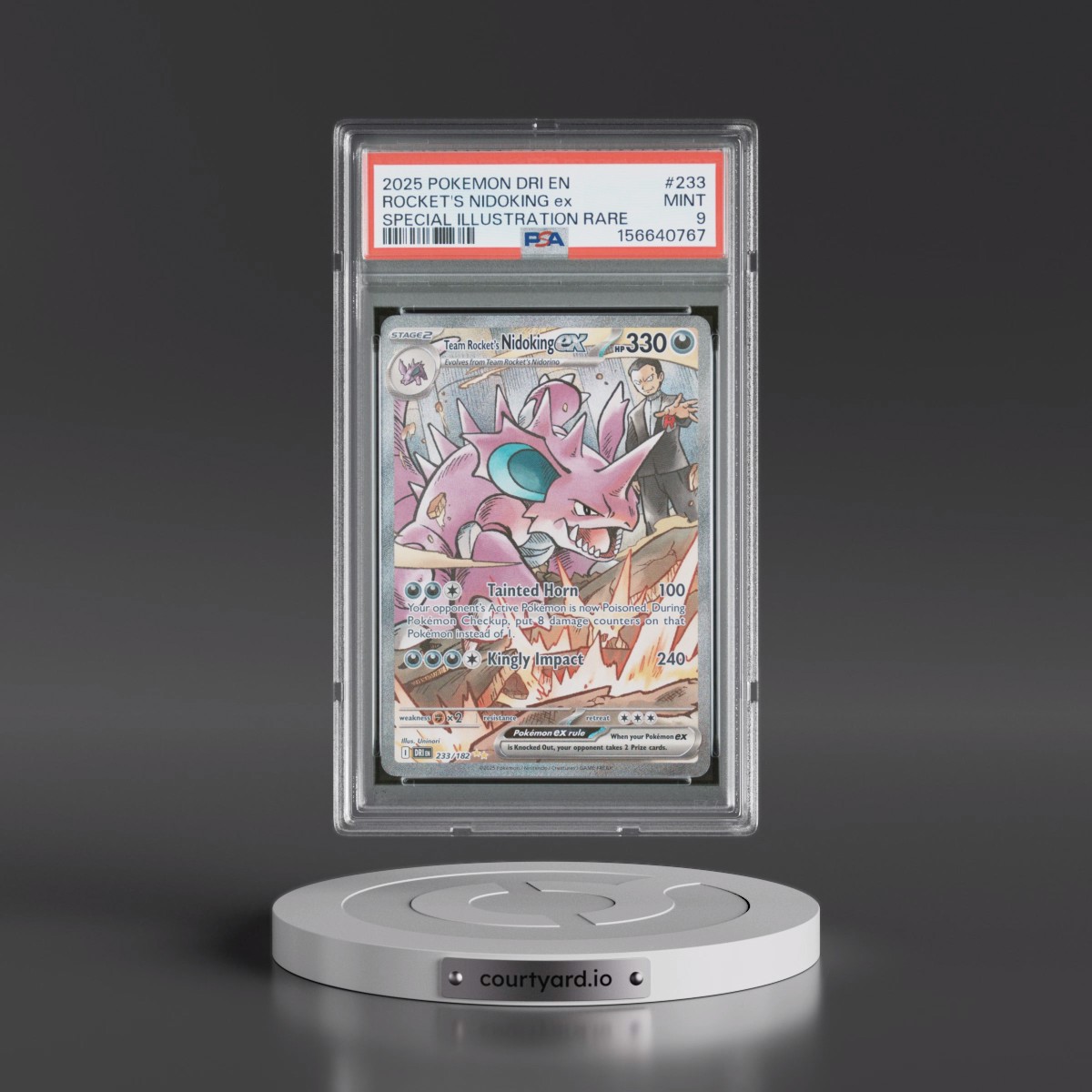 2025 Pokémon Dri EN-Destined Rivals Team Rocket's Nidoking EX - Holo Special Illustration Rare #233 PSA 9