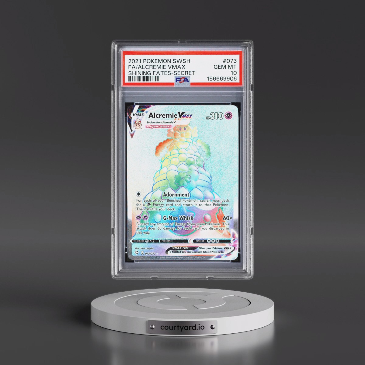 2021 Pokémon Sword & Shield Shining Fates #073 Alcremie Vmax - Full Art Secret (PSA 10 GEM MINT)