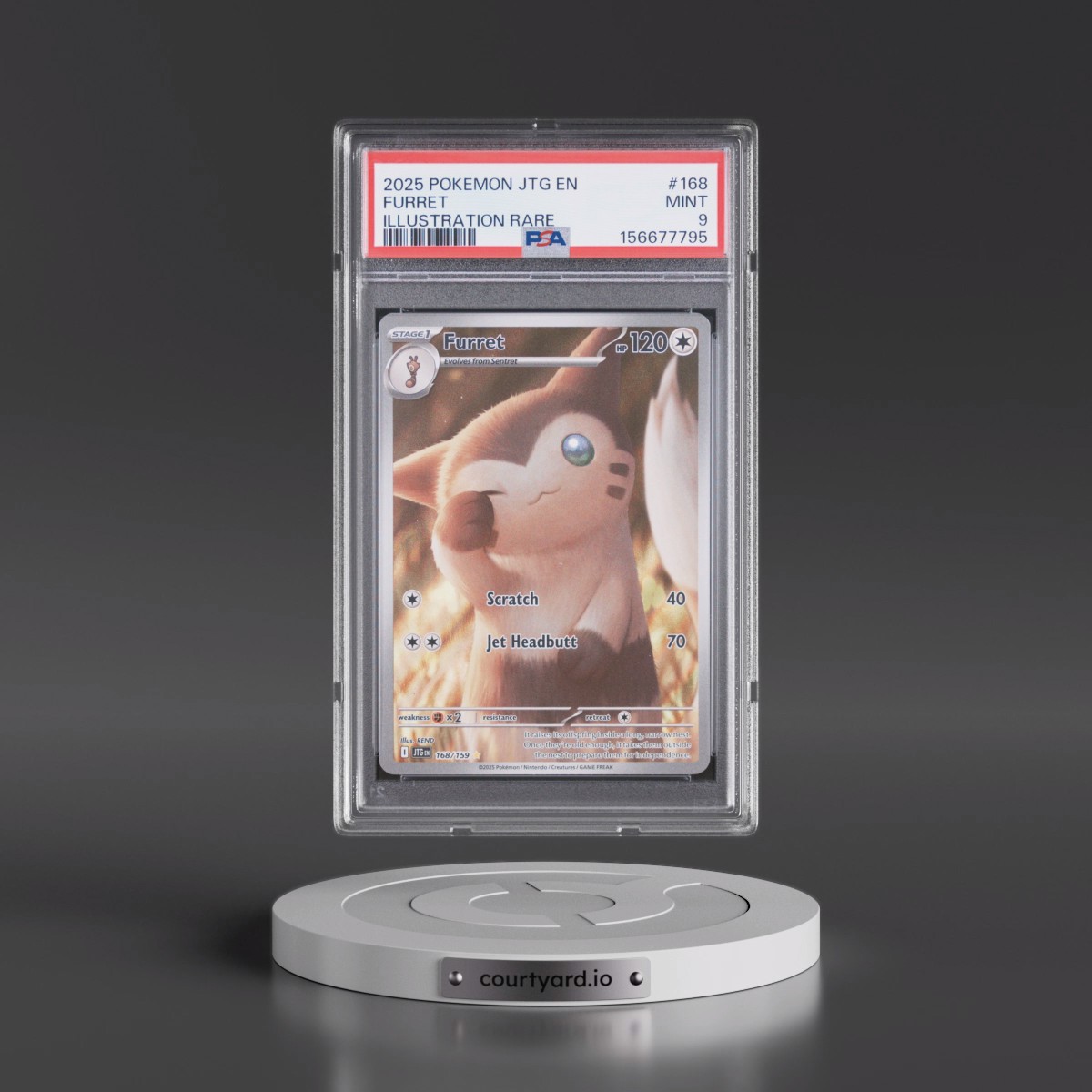 2025 Pokémon Jtg EN-Journey Together #168 Furret - Illustration Rare (PSA 9 MINT)