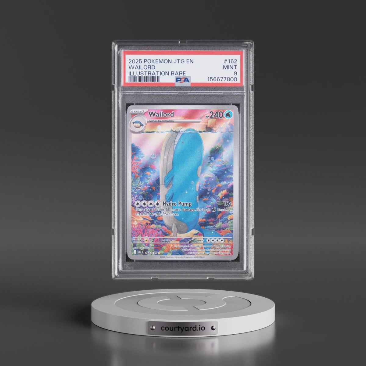 2025 Pokémon Jtg EN-Journey Together #162 Wailord - Illustration Rare (PSA 9 MINT)