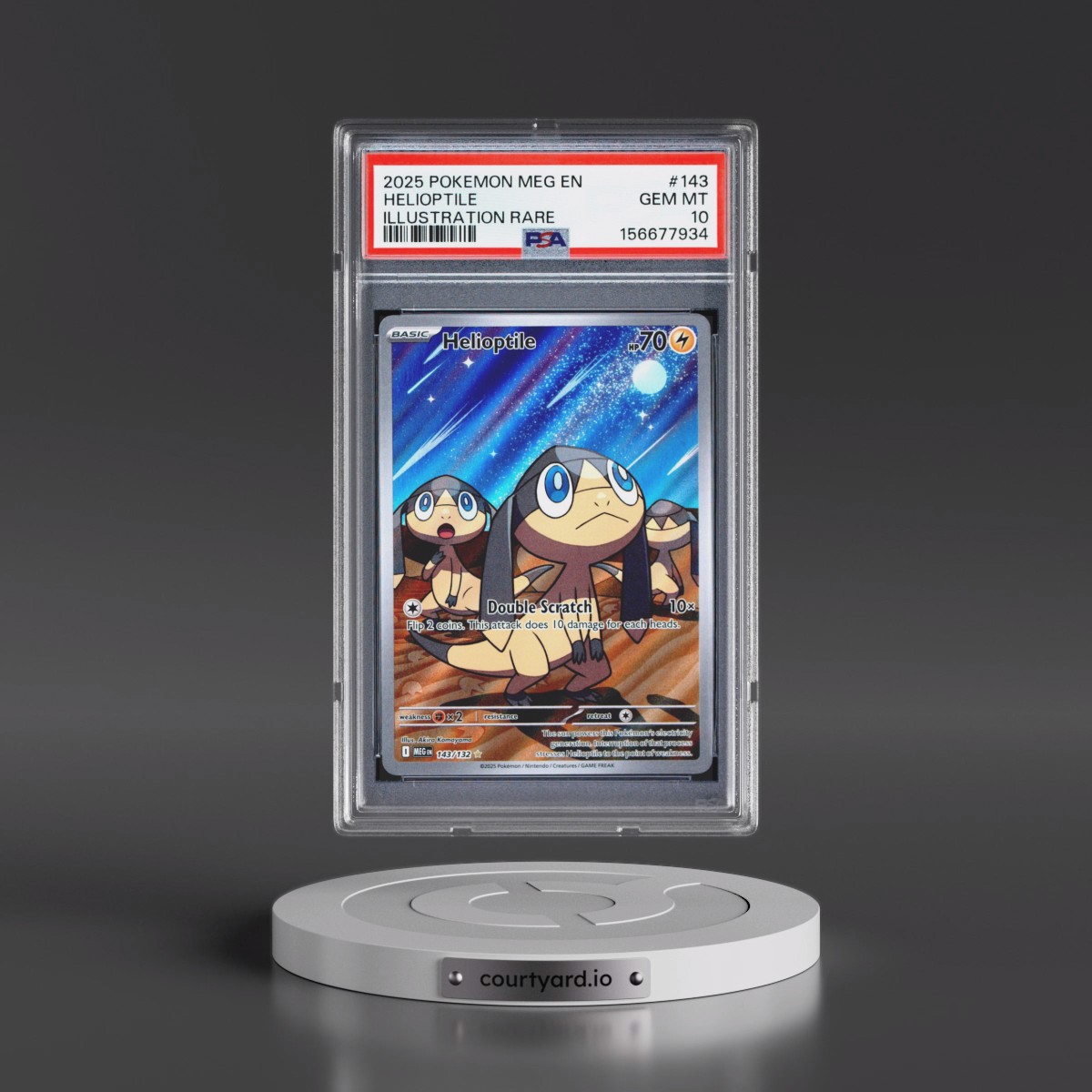 2025 Pokémon Meg EN-Mega Evolution #143 Helioptile - Illustration Rare (PSA 10 GEM MINT)