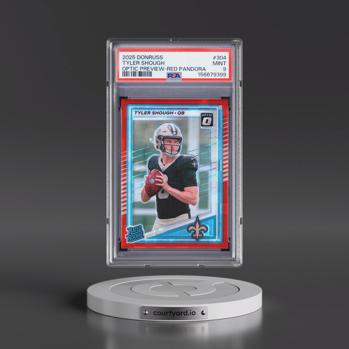2025 Panini Donruss #304 Tyler Shough - Optic Preview-Red Pandora (PSA 9 MINT)