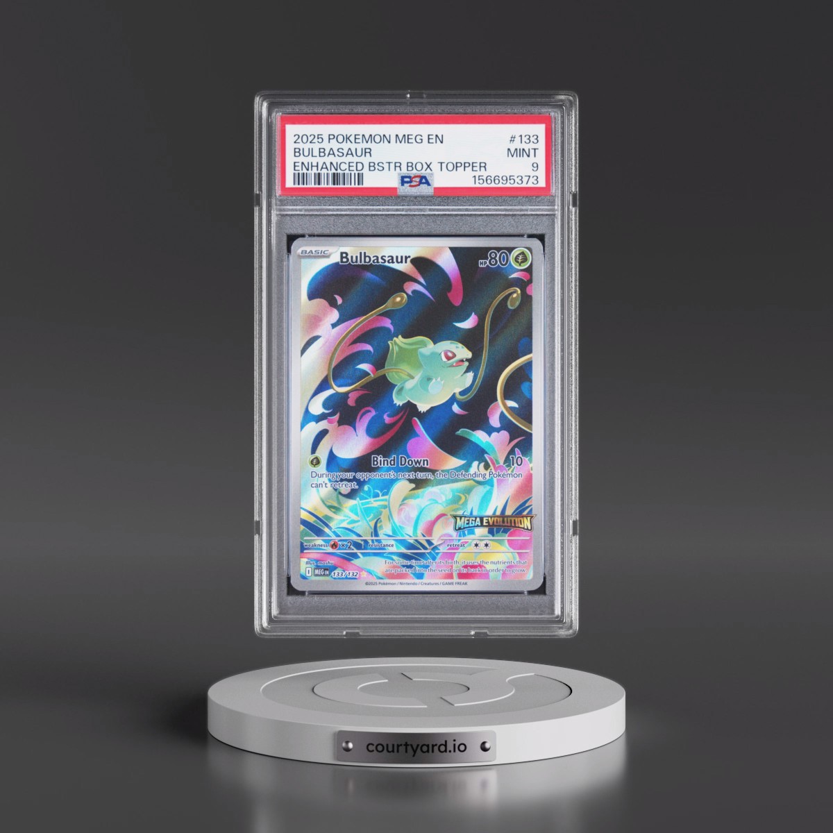 2025 Pokémon Meg EN-Mega Evolution #133 Bulbasaur - Enhanced Booster Box Topper (PSA 9 MINT)