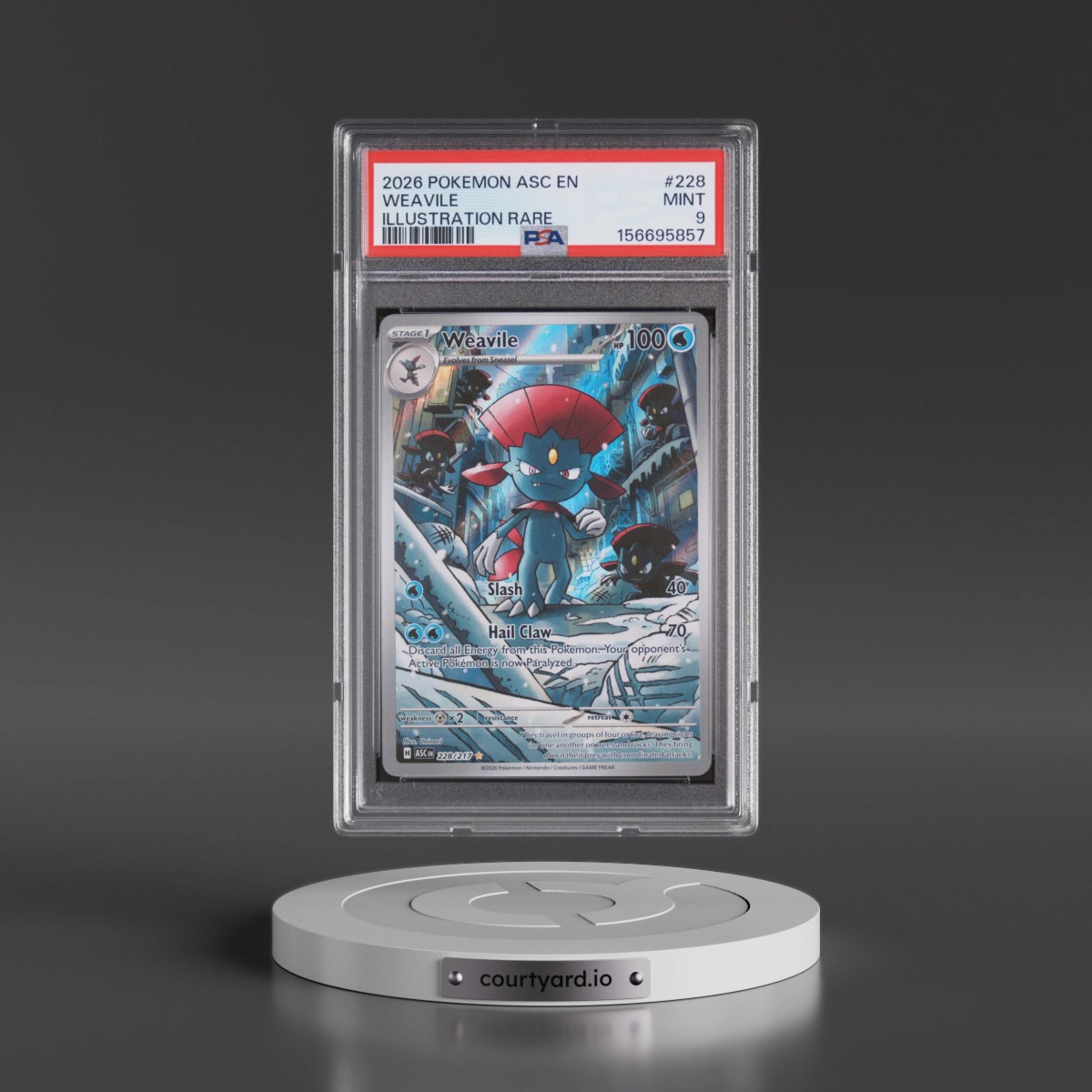 2026 Pokémon Asc EN-Ascended Heroes #228 Weavile - Illustration Rare (PSA 9 MINT)