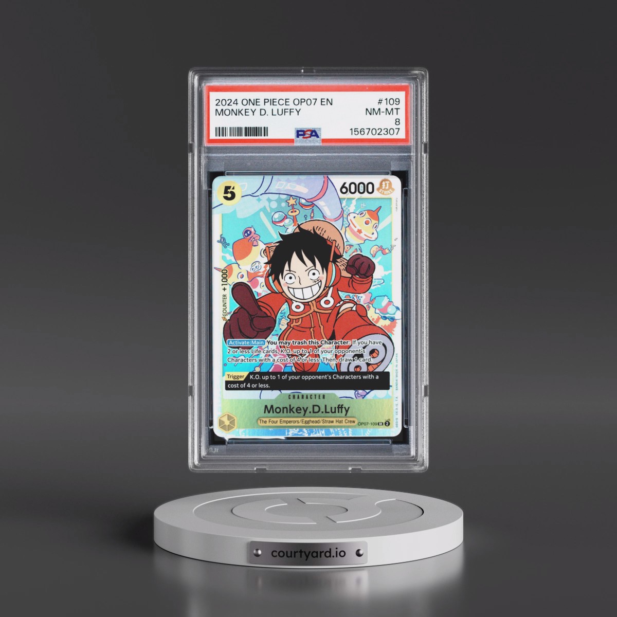 2024 One Piece OP07-500 Years in the Future #109 Monkey D. Luffy (PSA 8 NM-MT)
