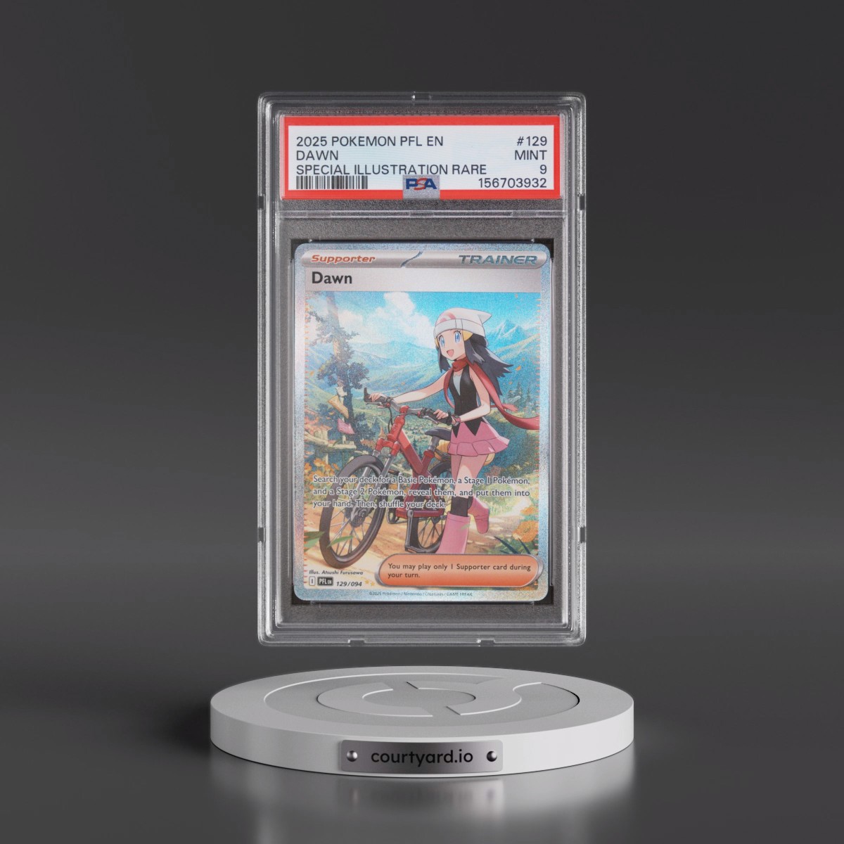 2025 Pokémon Pfl EN-Phantasmal Flames #129 Dawn - Special Illustration Rare (PSA 9 MINT)