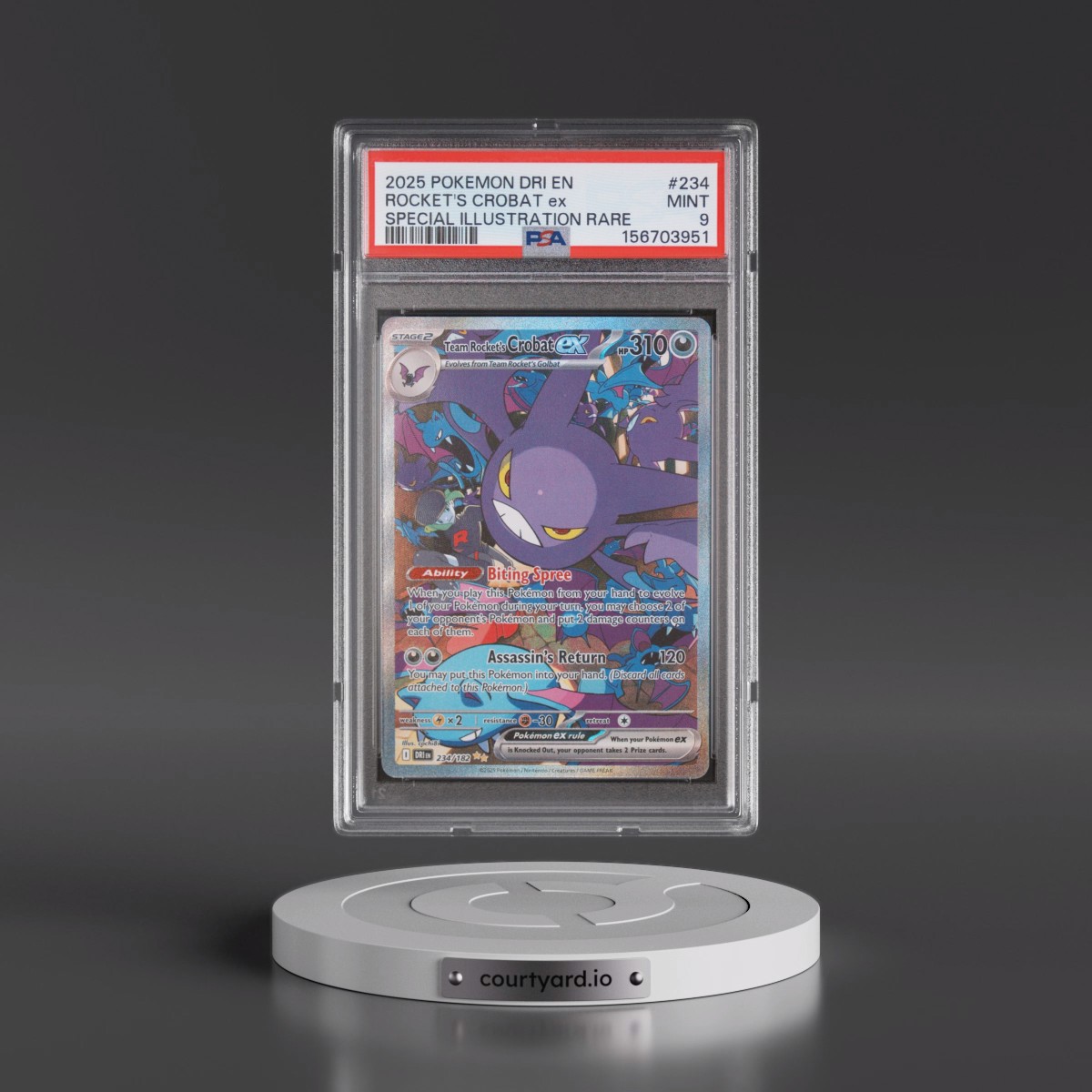 2025 Pokémon Dri EN-Destined Rivals #234 Team Rocket's Crobat EX - Holo Special Illustration Rare (PSA 9 MINT)