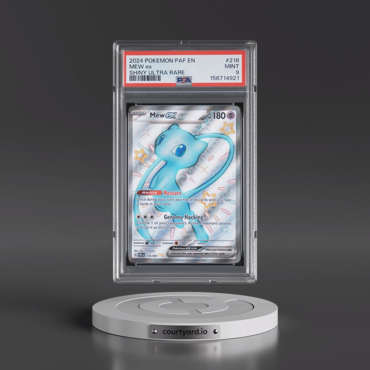 2024 Pokémon Paf EN-Paldean Fates #216 Mew EX - Holo Shiny Ultra Rare (PSA 9 MINT)