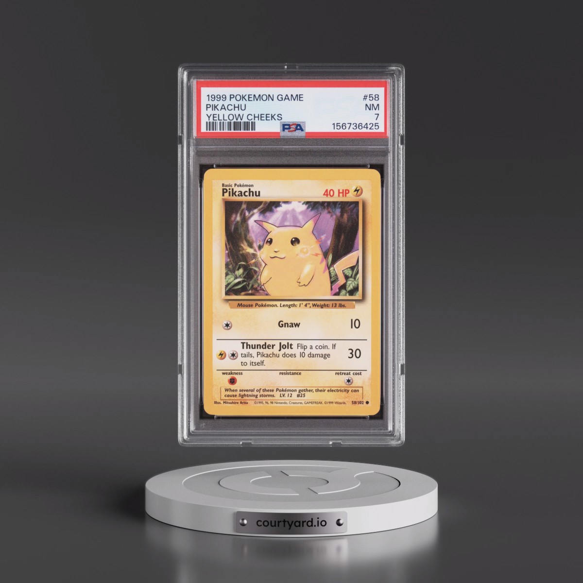 1999 Pokémon Game #58 Pikachu - Yellow Cheeks (PSA 7 NM)