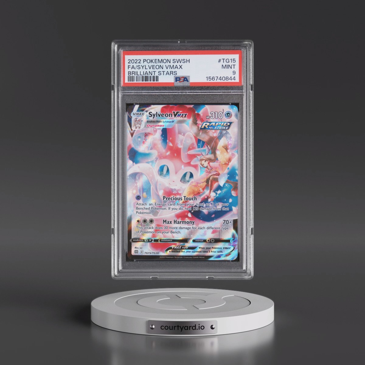 2022 Pokémon Sword & Shield Brilliant Stars #TG15 Sylveon Vmax - Full Art (PSA 9 MINT)