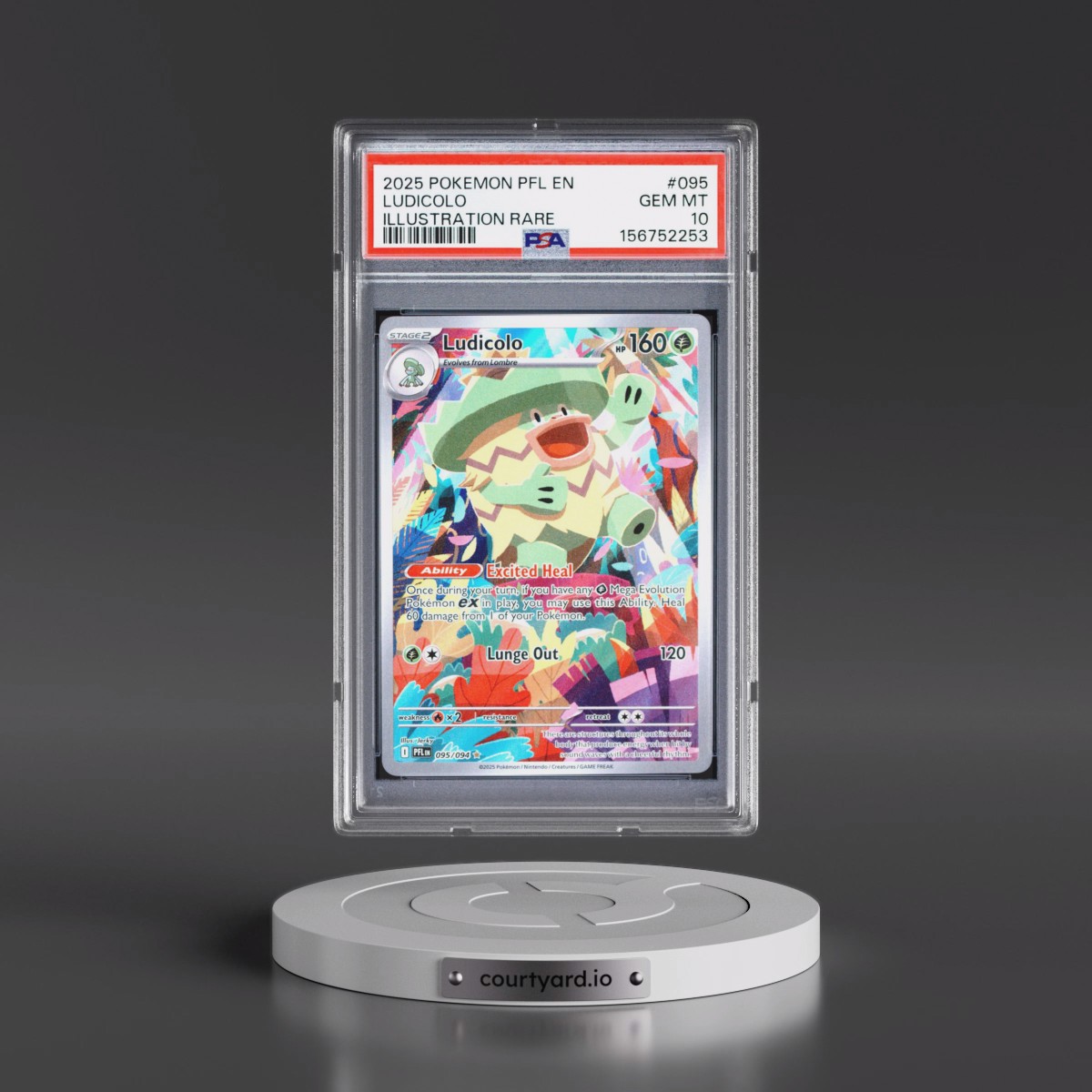 2025 Pokémon Pfl EN-Phantasmal Flames #095 Ludicolo - Illustration Rare (PSA 10 GEM MINT)