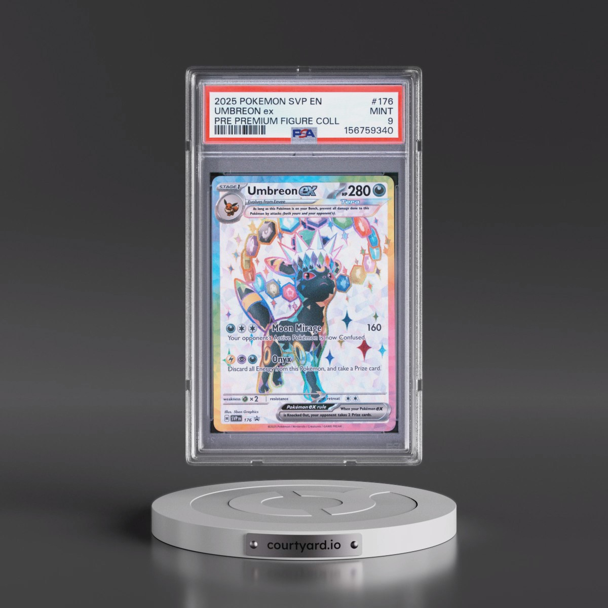 2025 Pokémon Svp EN-SV Black Star Promo #176 Umbreon EX - Holo Prismatic Evolutions Premium Figure Collection (PSA 9 MINT)