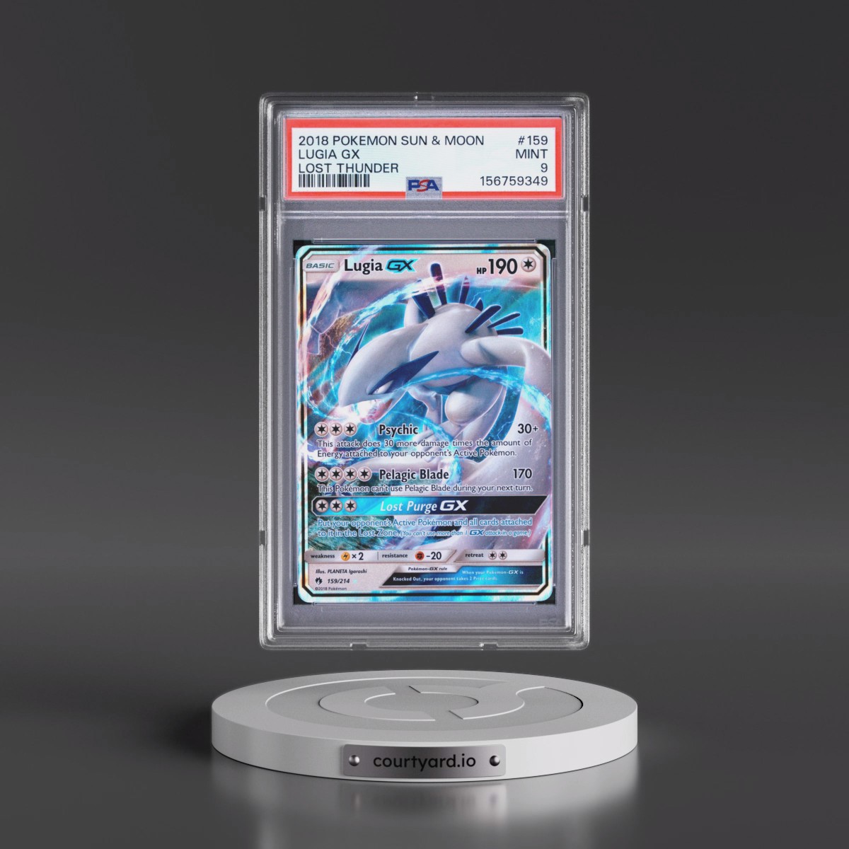 2018 Pokémon Sun & Moon Lost Thunder #159 Lugia GX - Holo (PSA 9 MINT)