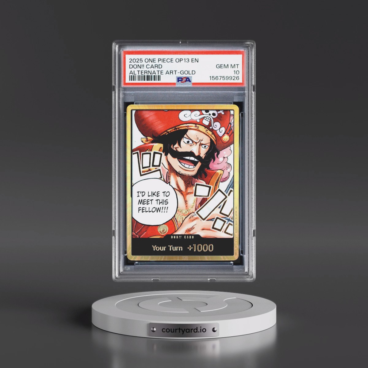 2025 One Piece OP13-Carrying on His Will Don!! Card - Alternate Art-Gold PSA 10