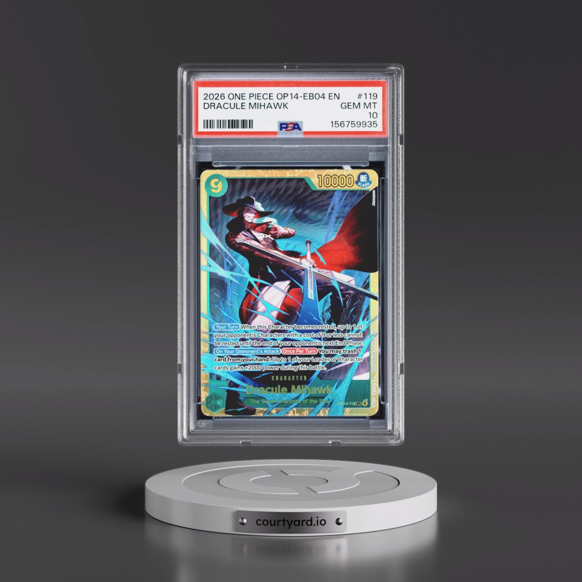 2026 One Piece OP14-EB04-the Azure Sea's Seven #119 Dracule Mihawk (PSA 10 GEM MINT)