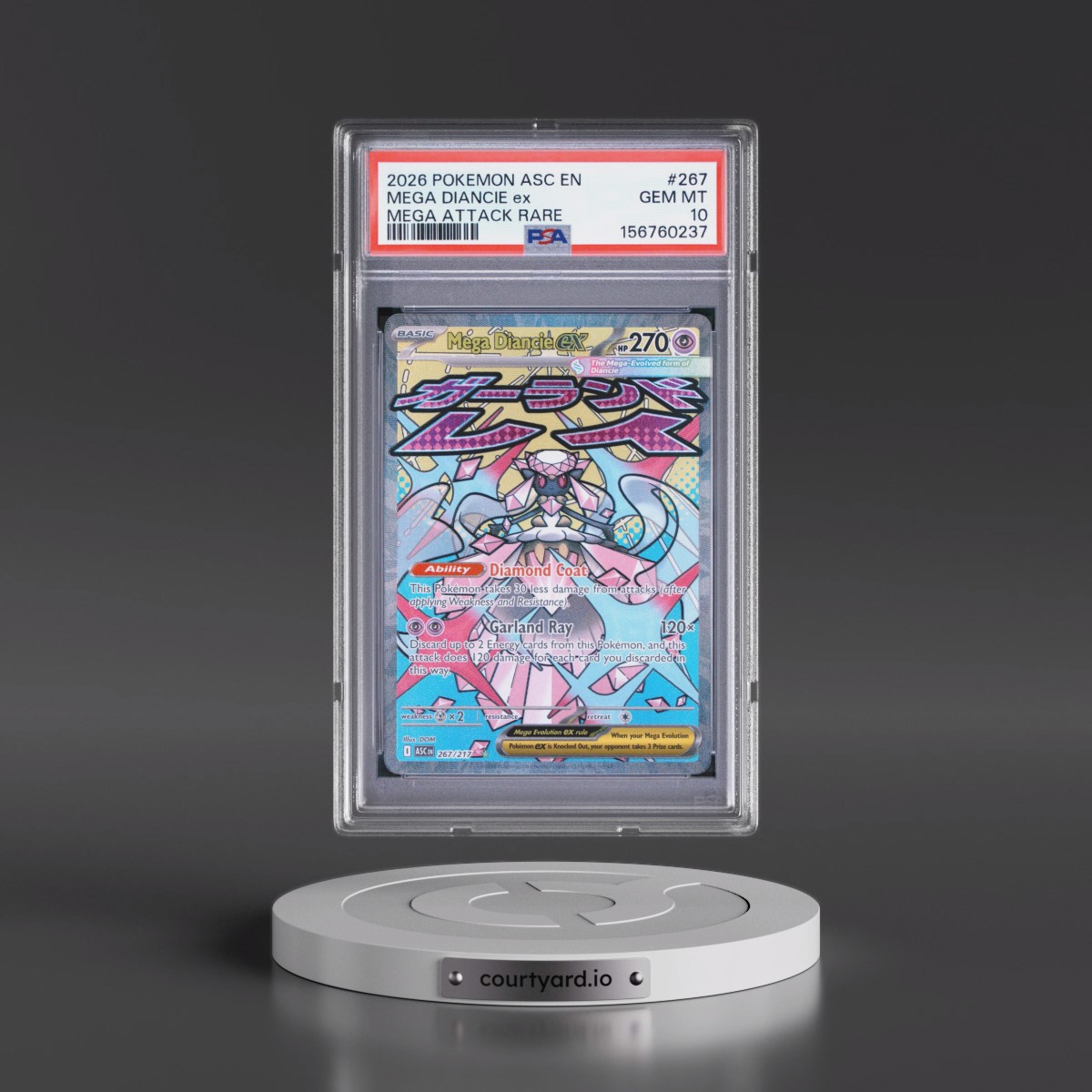 2026 Pokémon Asc EN-Ascended Heroes #267 Mega Diancie EX - Holo Mega Attack Rare (PSA 10 GEM MINT)