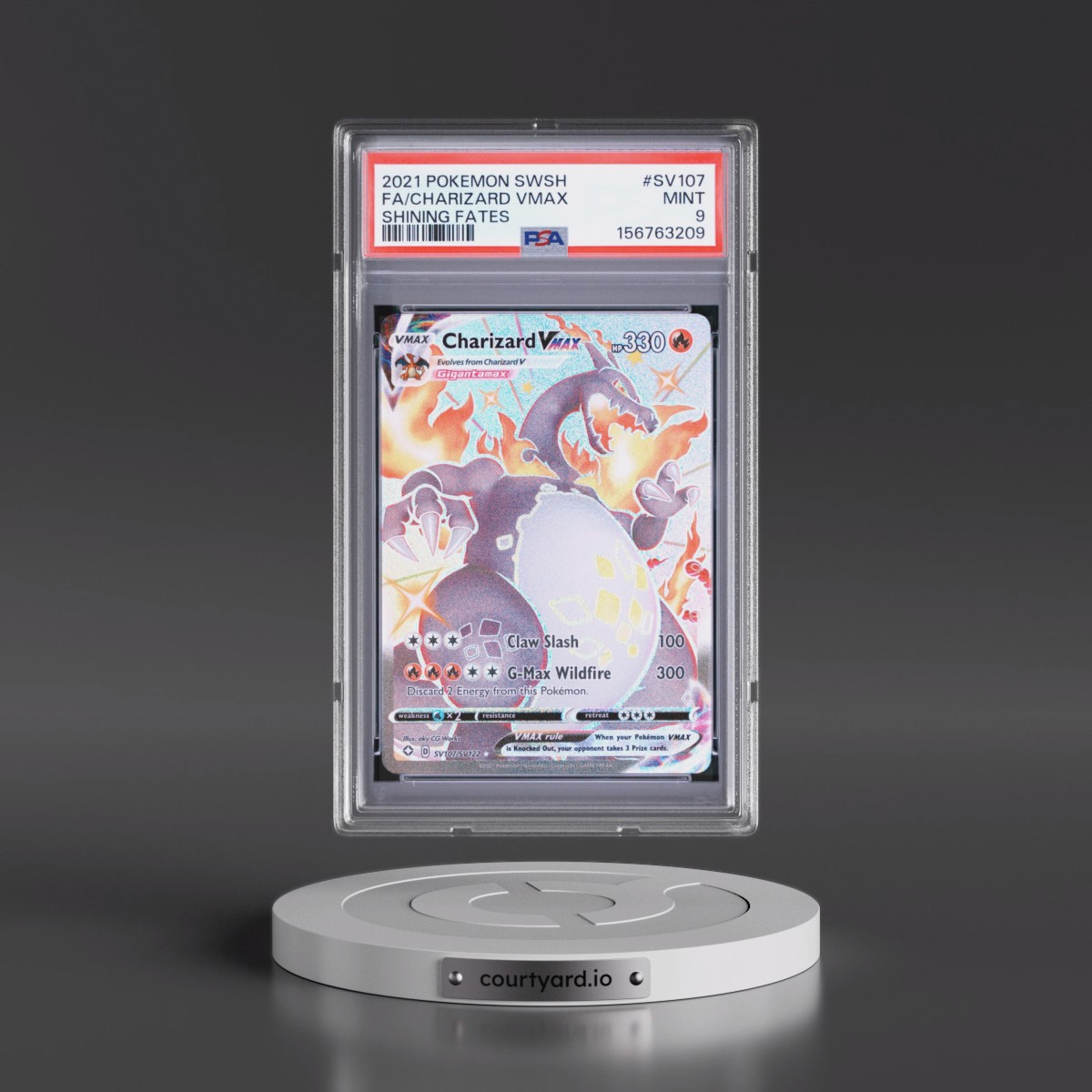 2021 Pokémon Sword & Shield Shining Fates #SV107 Charizard Vmax - Full Art (PSA 9 MINT)