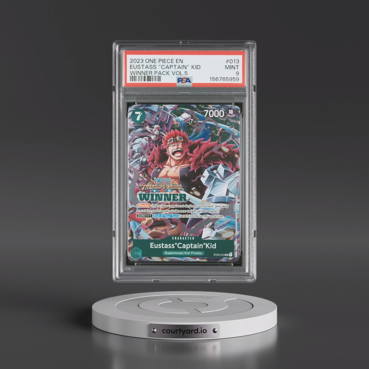 2023 One Piece Promos #013 Eustass "Captain" Kid - Winner Pack Vol.5 (PSA 9 MINT)