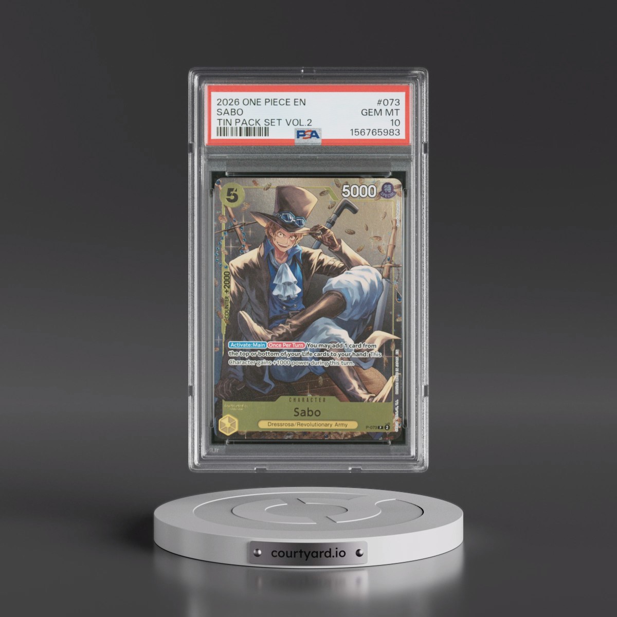 2026 One Piece Promos #073 Sabo - Tin Pack Set Vol.2 (PSA 10 GEM MINT)