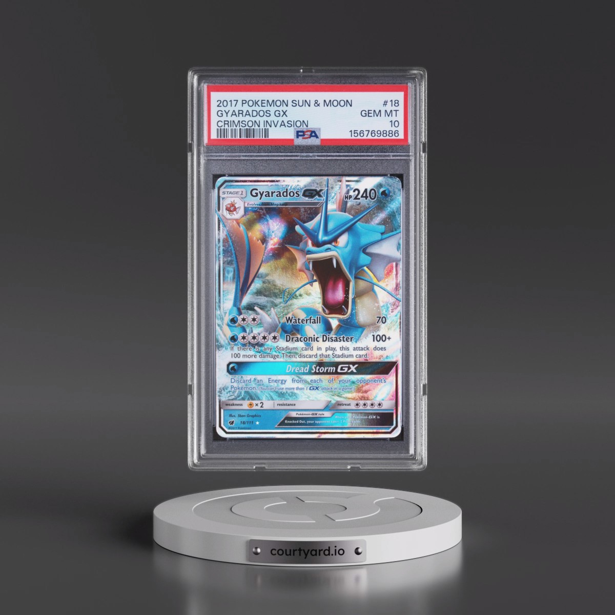 2017 Pokémon Sun & Moon Crimson Invasion #18 Gyarados GX - Holo (PSA 10 GEM MINT)