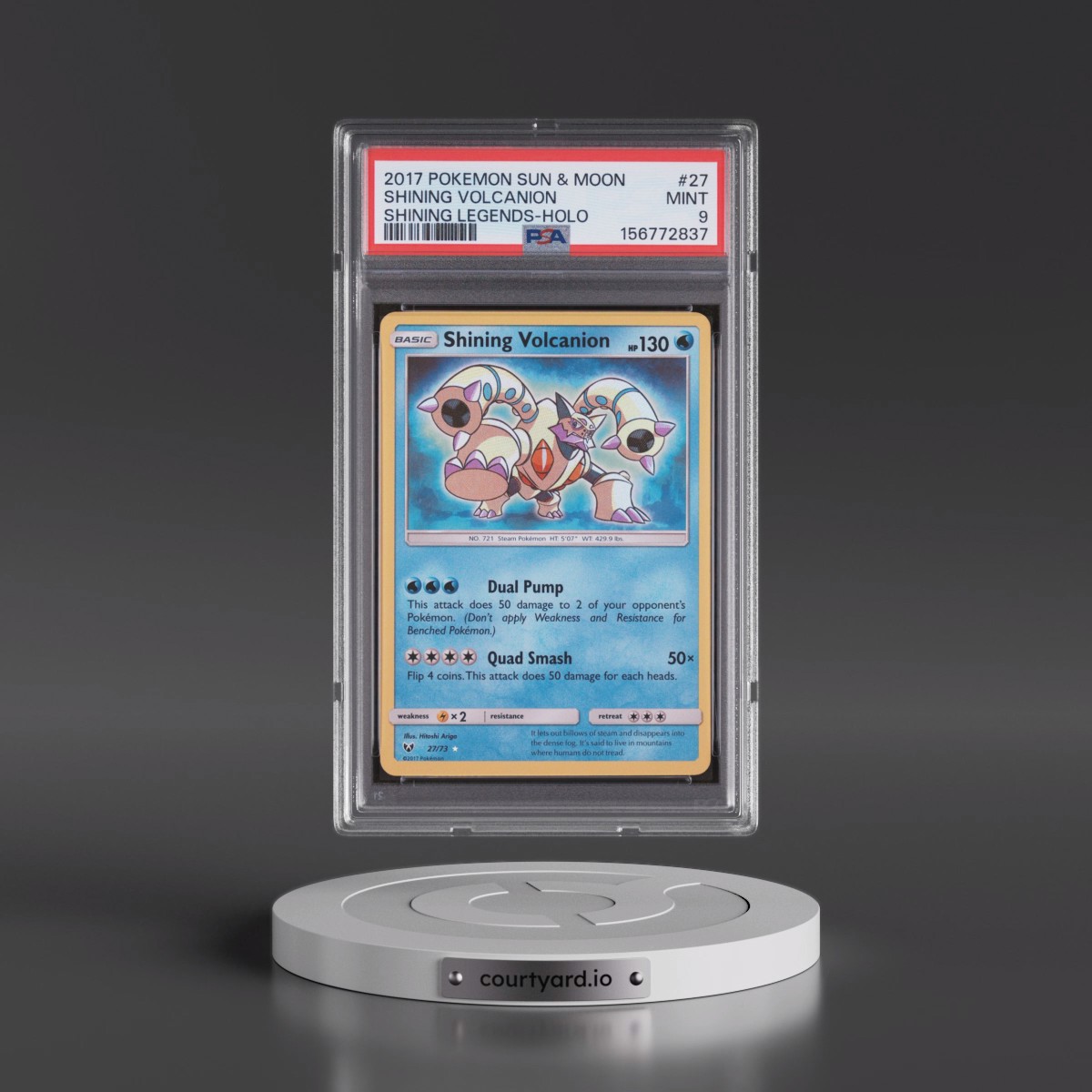 2017 Pokémon Sun & Moon Shining Legends #27 Shining Volcanion - Holo Holo (PSA 9 MINT)