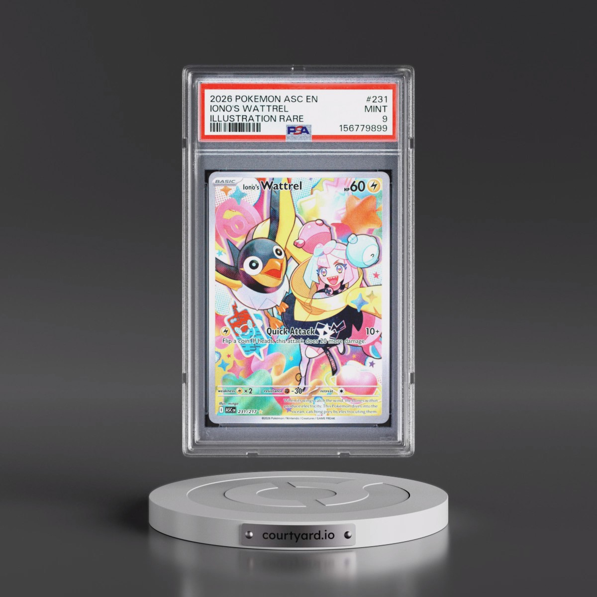 2026 Pokémon Asc EN-Ascended Heroes #231 Iono's Wattrel - Illustration Rare (PSA 9 MINT)