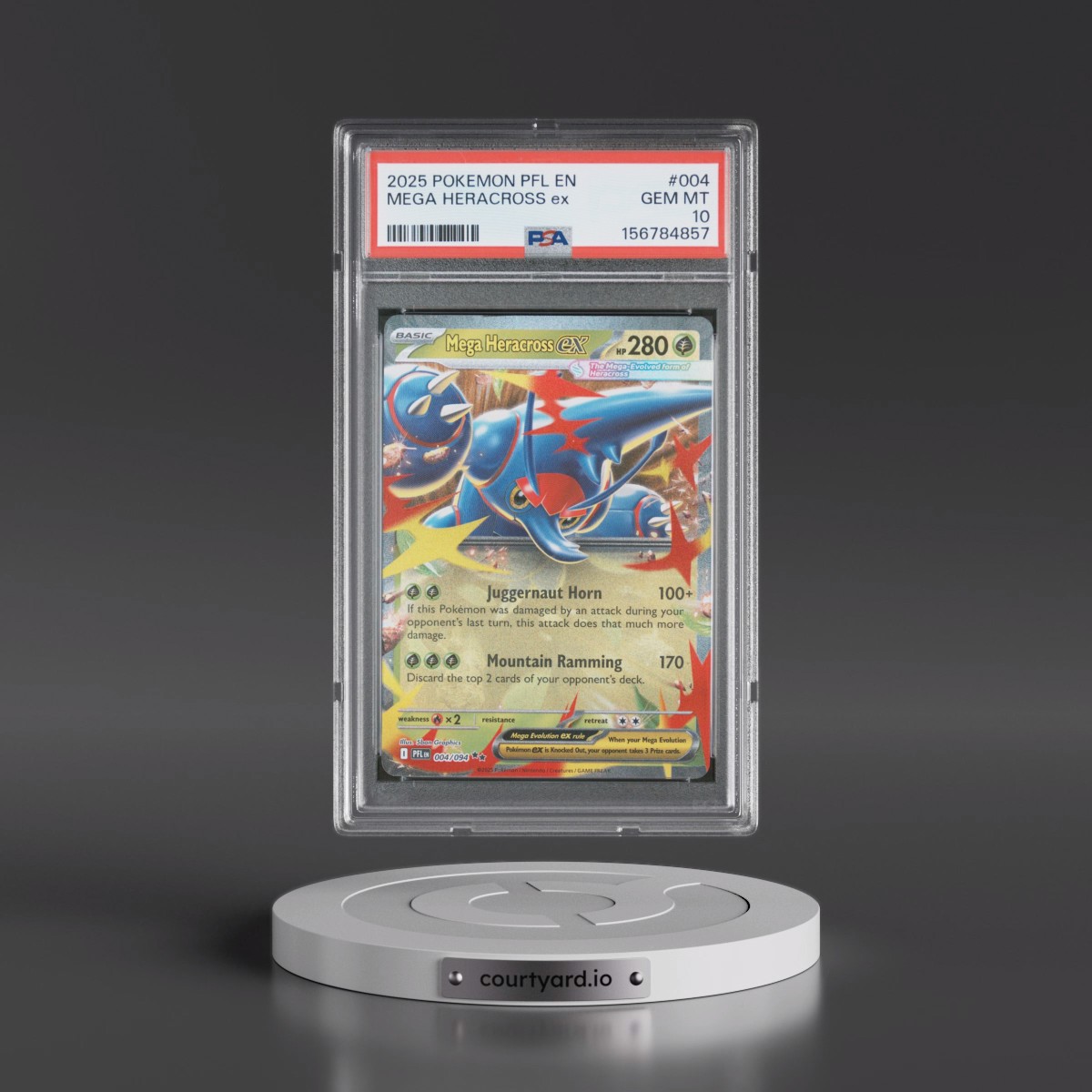 2025 Pokémon Pfl EN-Phantasmal Flames #004 Mega Heracross EX - Holo (PSA 10 GEM MINT)