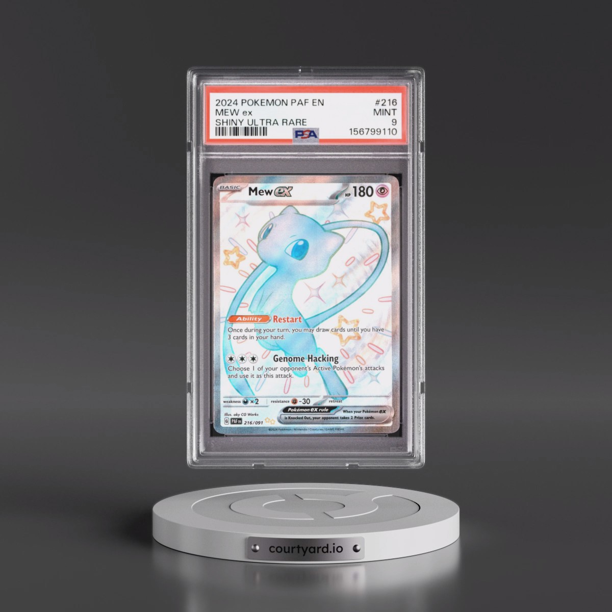 2024 Pokémon Paf EN-Paldean Fates #216 Mew EX - Holo Shiny Ultra Rare (PSA 9 MINT)